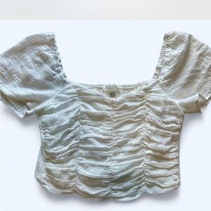 Chic White Ruched Blouse